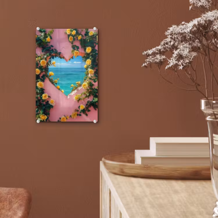Glas schilderij - Hart - Zee - Muur — 6