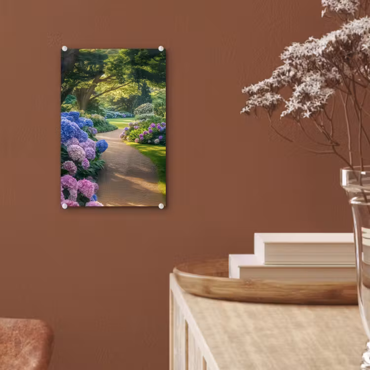 Glas schilderij - Hortensia- Park - Pad — 6