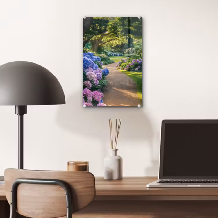 Glas schilderij - Hortensia- Park - Pad — 7