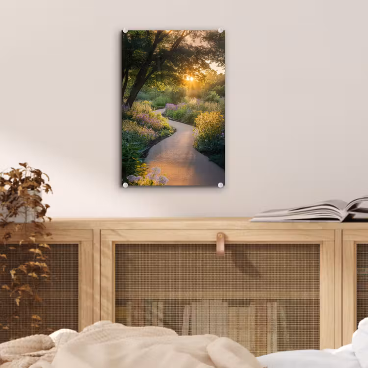 Glas schilderij - Pad - Bloemen - Park — 5