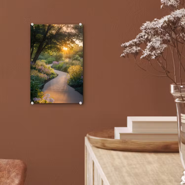 Glas schilderij - Pad - Bloemen - Park — 6