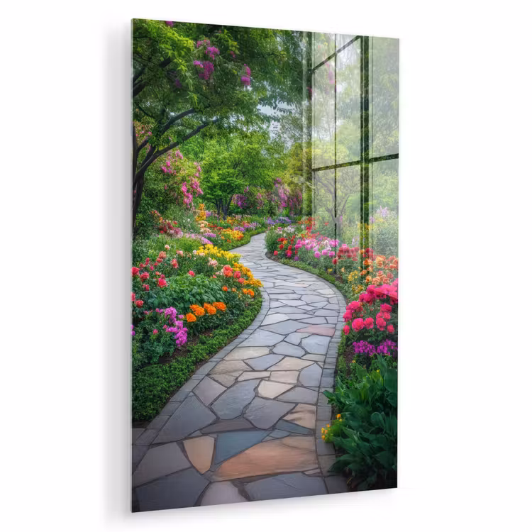 Glas schilderij - Park - Bloemen - Tuin — 1