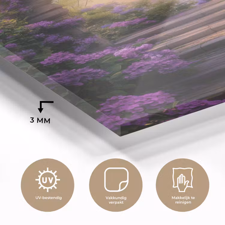 Glas schilderij - Poort - Paars - Bloemen — 3