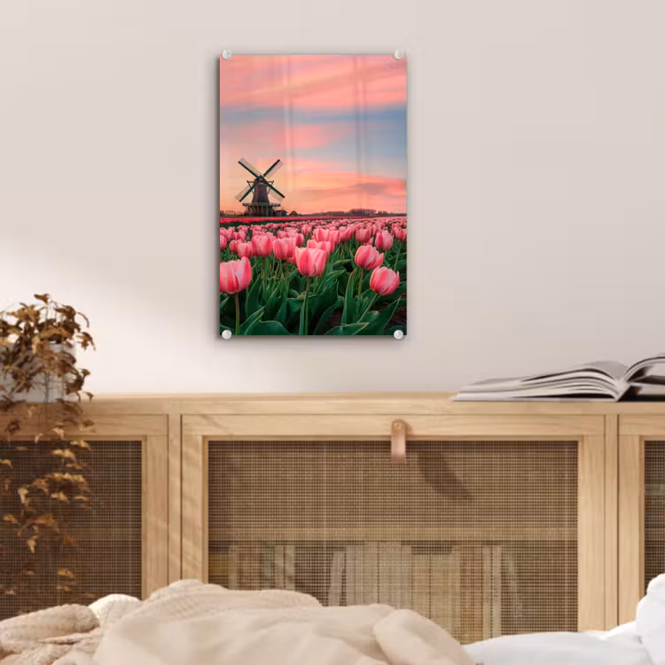 Glas schilderij - Tulpen - Molen - Nederland — 5