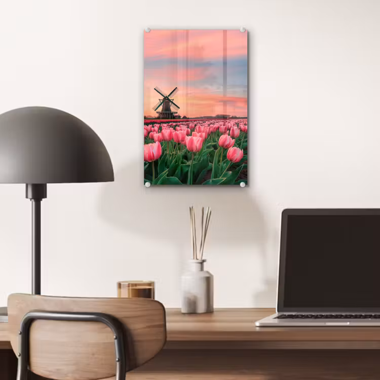 Glas schilderij - Tulpen - Molen - Nederland — 7