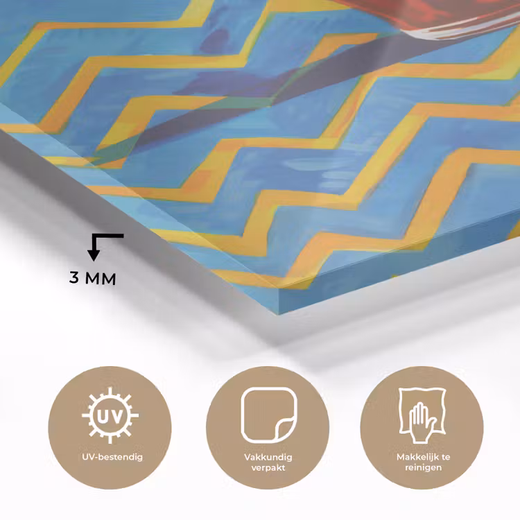 Glas schilderij - Mok - Koffie - Zigzag - Slagroom — 3