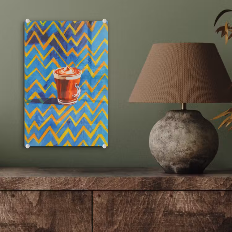Glas schilderij - Mok - Koffie - Zigzag - Slagroom — 4