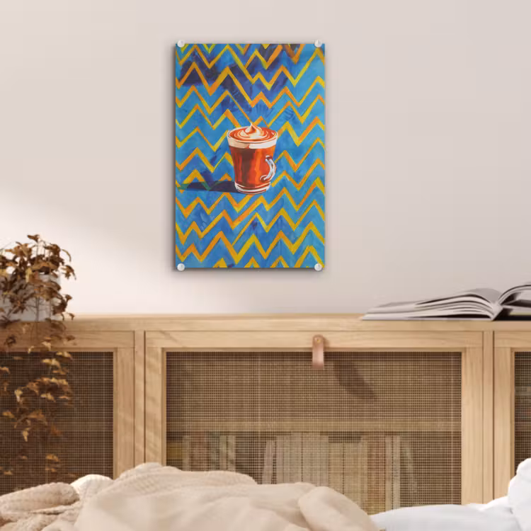 Glas schilderij - Mok - Koffie - Zigzag - Slagroom — 5