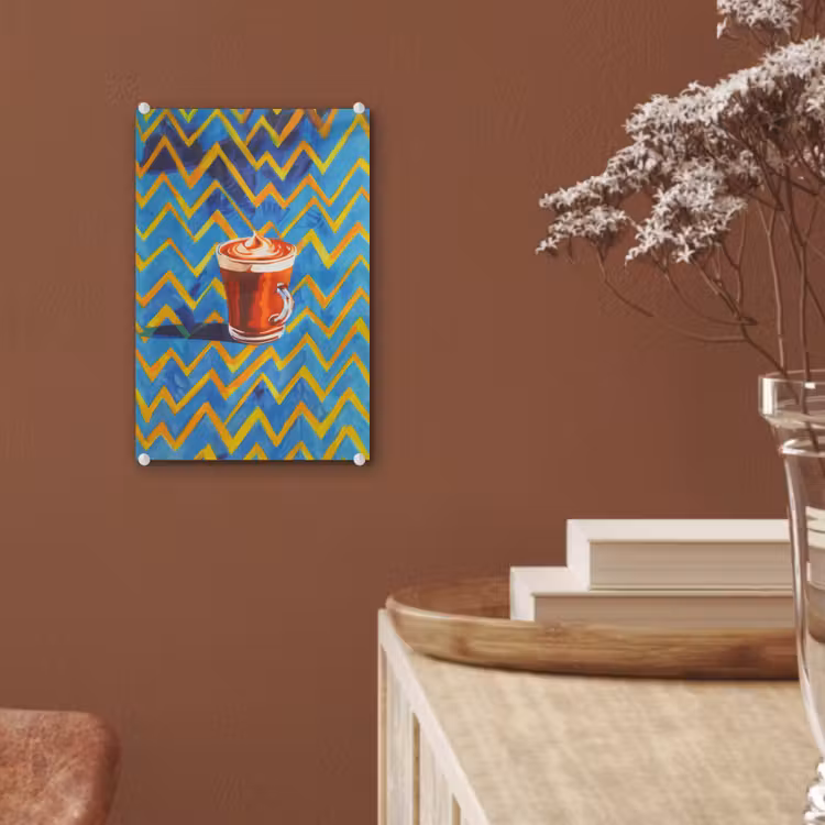 Glas schilderij - Mok - Koffie - Zigzag - Slagroom — 6