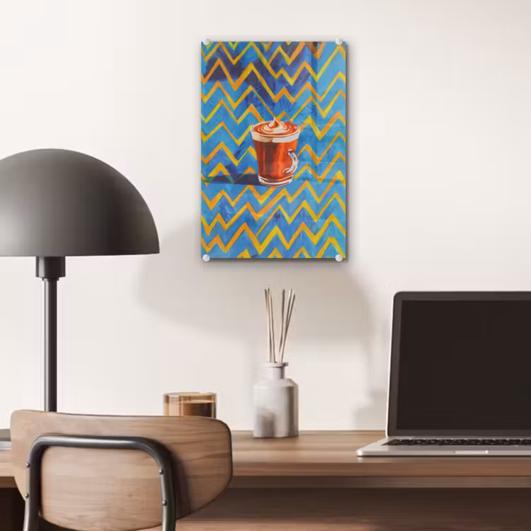 Glas schilderij - Mok - Koffie - Zigzag - Slagroom — 7