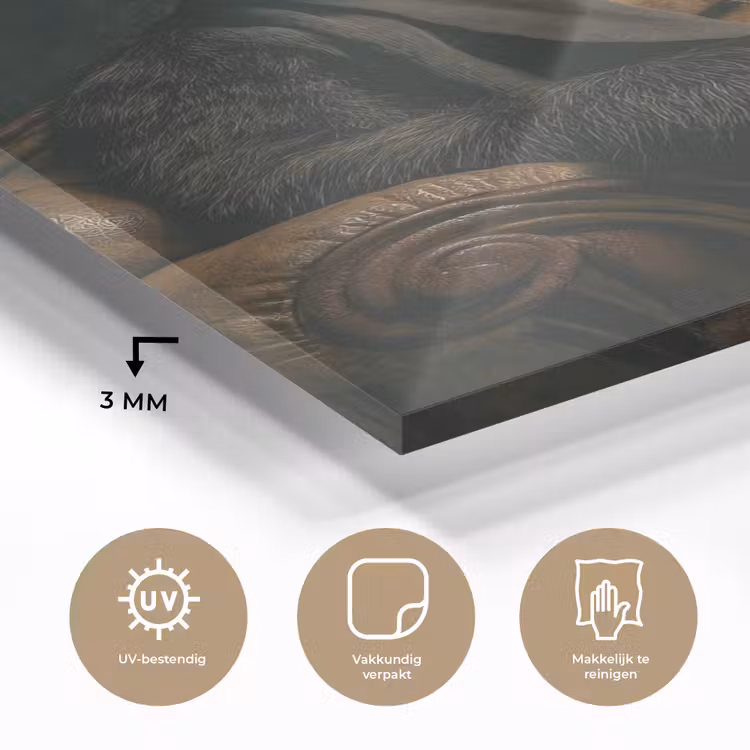 Glas schilderij - Panda - Hoed - Bril - Pak — 3