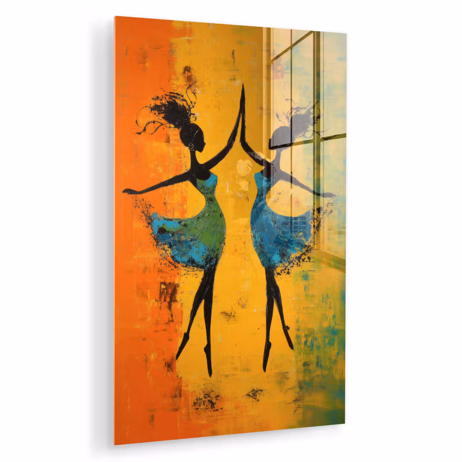 Glas schilderij - Dansen - Vrouwen - Verfstructuur — 1