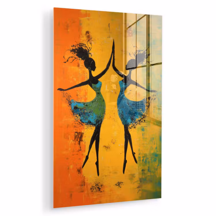 Glas schilderij - Dansen - Vrouwen - Verfstructuur — 1