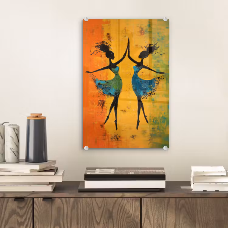Glas schilderij - Dansen - Vrouwen - Verfstructuur — 2
