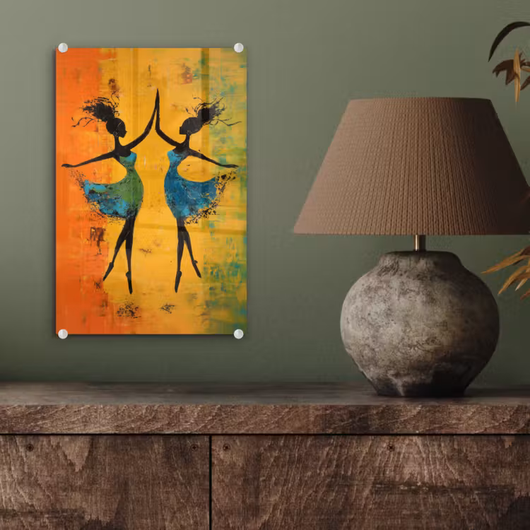 Glas schilderij - Dansen - Vrouwen - Verfstructuur — 4