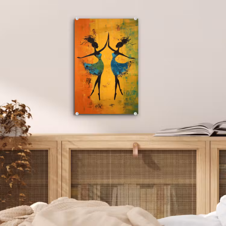 Glas schilderij - Dansen - Vrouwen - Verfstructuur — 5