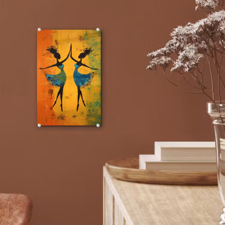 Glas schilderij - Dansen - Vrouwen - Verfstructuur — 6