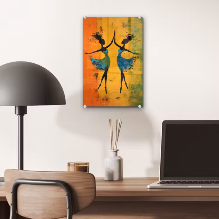 Glas schilderij - Dansen - Vrouwen - Verfstructuur — 7