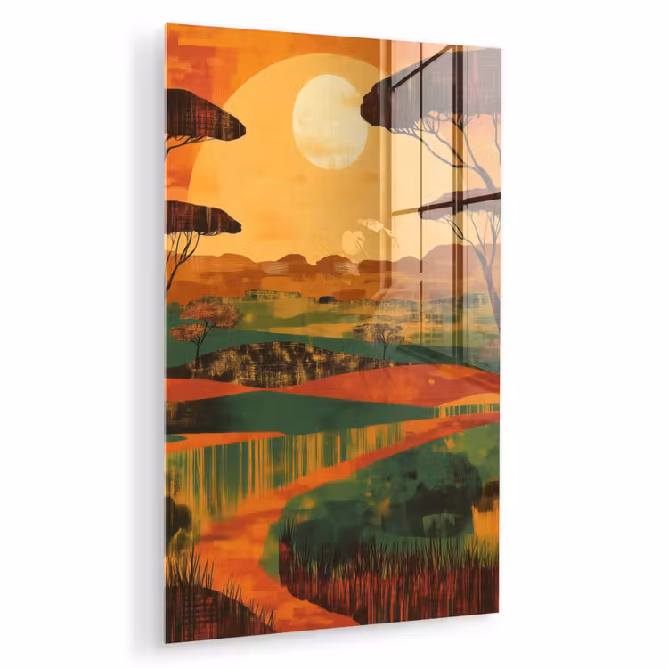 Glas schilderij - Landschap - Afrikaans - Zon — 1