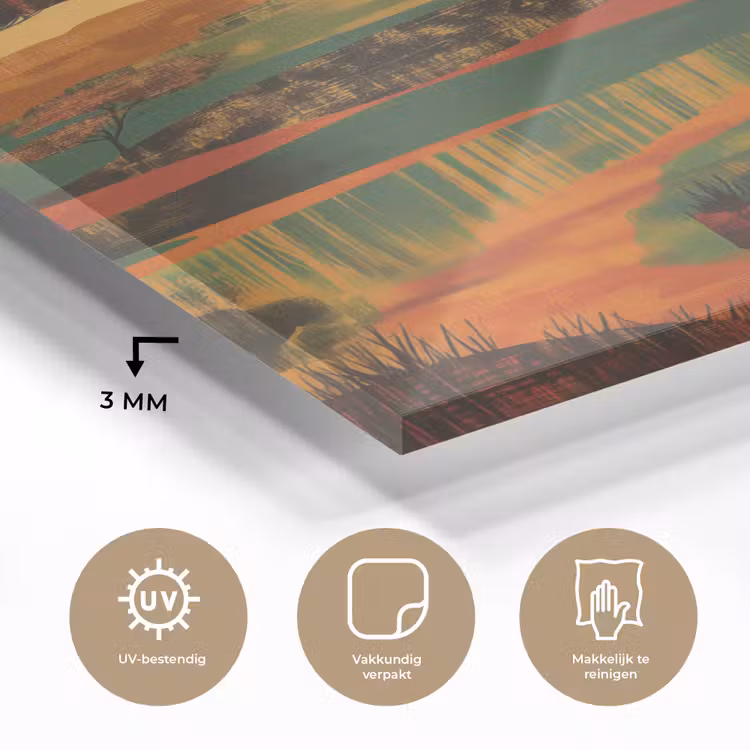 Glas schilderij - Landschap - Afrikaans - Zon — 3
