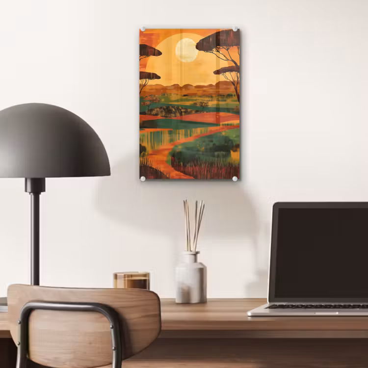 Glas schilderij - Landschap - Afrikaans - Zon — 7