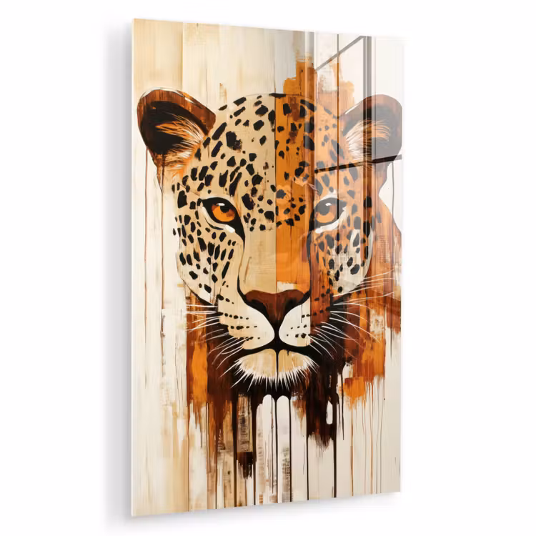 Glas schilderij - Luipaard - Symmetrisch - Strepen — 1