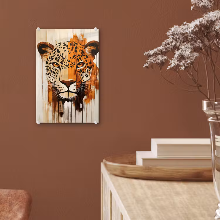 Glas schilderij - Luipaard - Symmetrisch - Strepen — 6