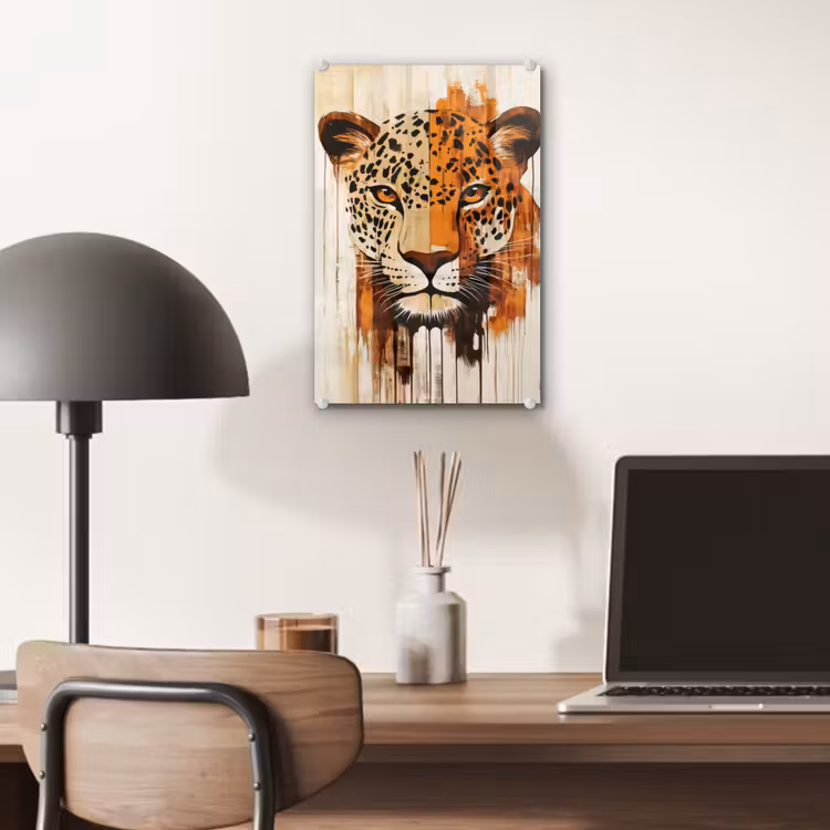 Glas schilderij - Luipaard - Symmetrisch - Strepen — 7