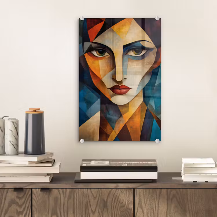 Glas schilderij - Portret - Abstract - Vormen — 2
