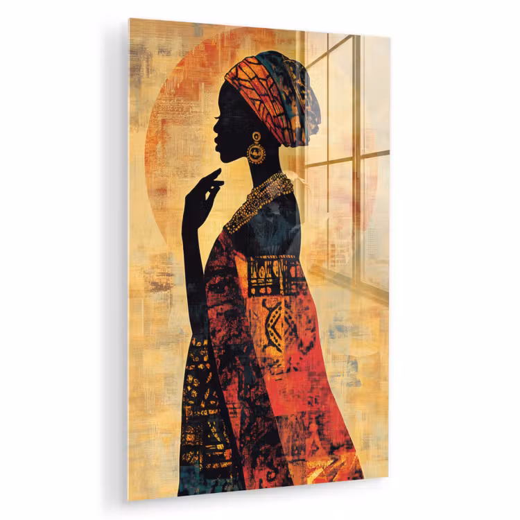 Glas schilderij - Vrouw - Silhouet - Patronen - Sierlijk — 1