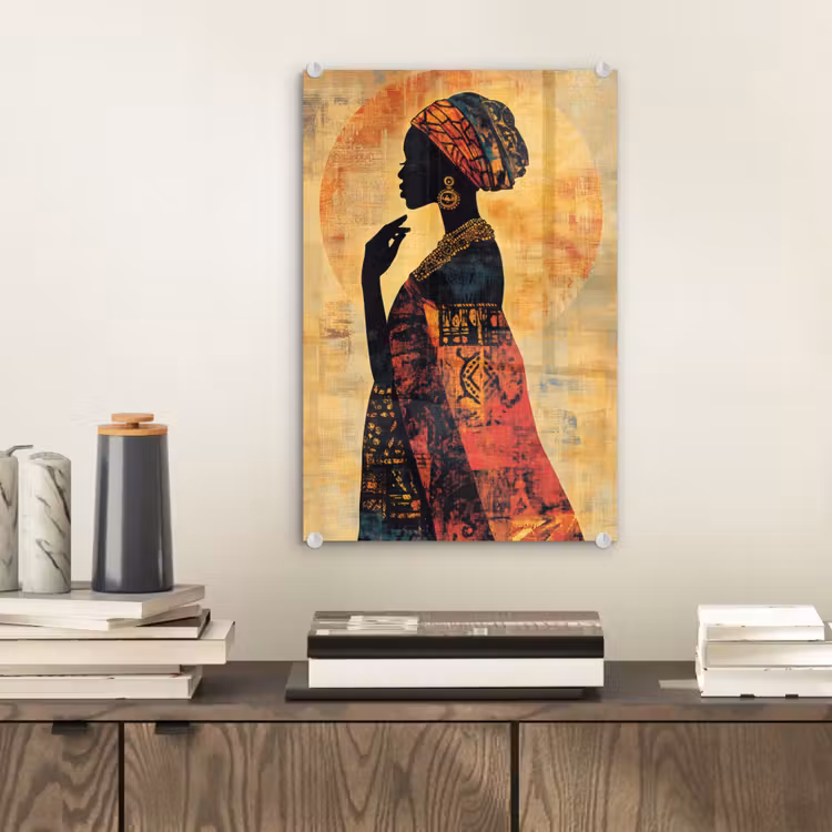 Glas schilderij - Vrouw - Silhouet - Patronen - Sierlijk — 2