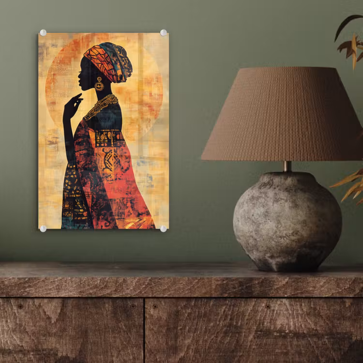 Glas schilderij - Vrouw - Silhouet - Patronen - Sierlijk — 4