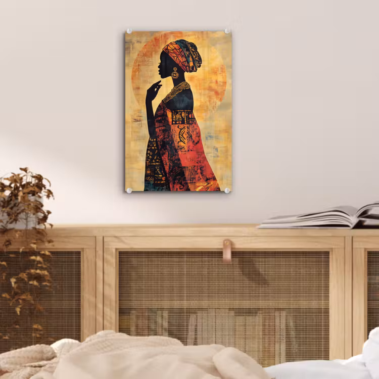 Glas schilderij - Vrouw - Silhouet - Patronen - Sierlijk — 5