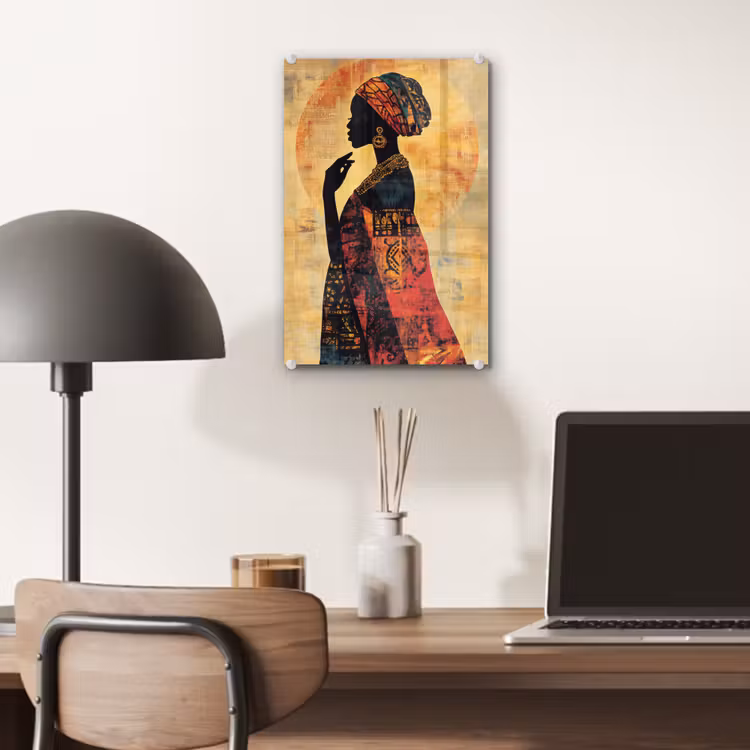 Glas schilderij - Vrouw - Silhouet - Patronen - Sierlijk — 7