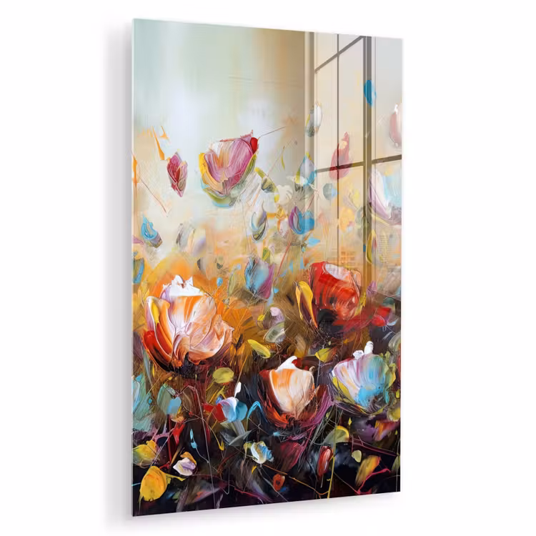 Glas schilderij - Bloemen - Kunst - Natuur - Olieverf — 1