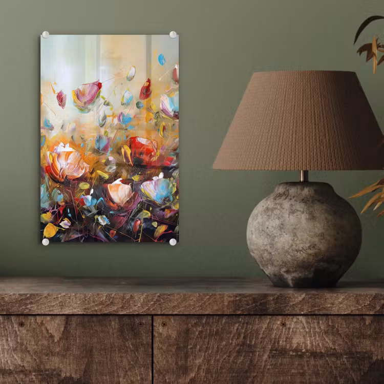 Glas schilderij - Bloemen - Kunst - Natuur - Olieverf — 4