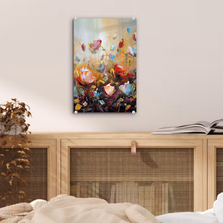Glas schilderij - Bloemen - Kunst - Natuur - Olieverf — 5