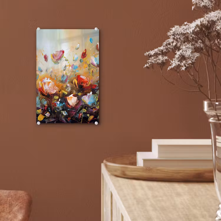 Glas schilderij - Bloemen - Kunst - Natuur - Olieverf — 6