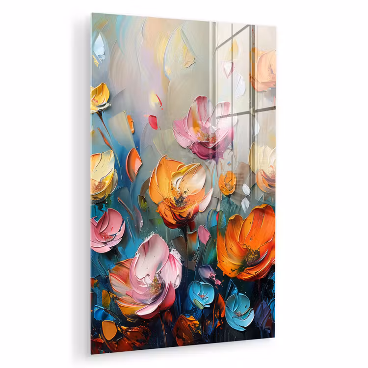 Glas schilderij - Klaprozen - Bloemen - Kunst - Botanisch — 1