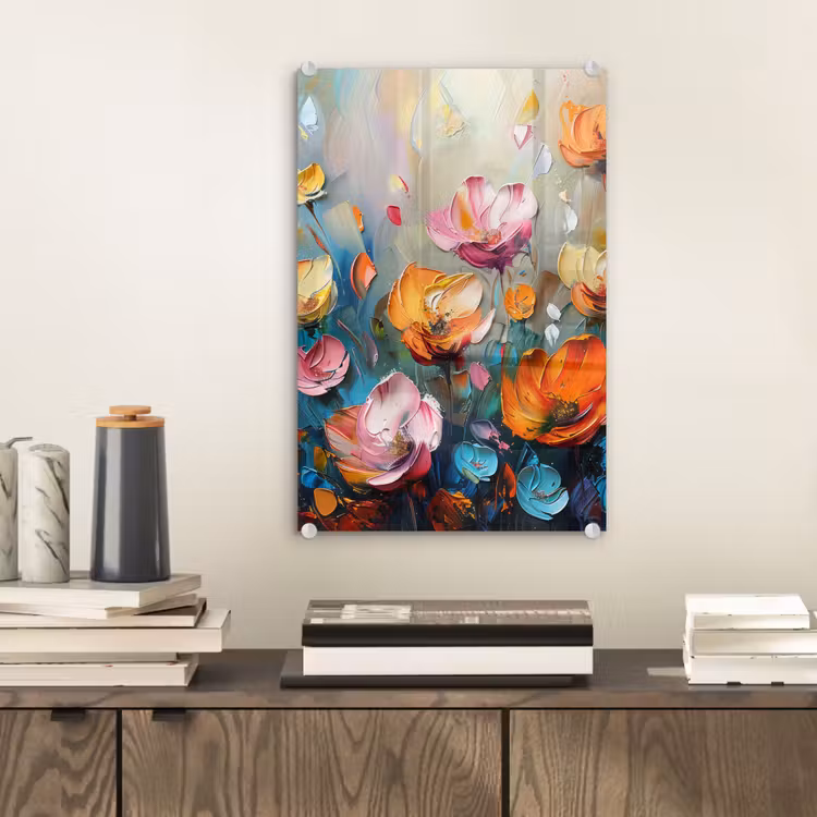 Glas schilderij - Klaprozen - Bloemen - Kunst - Botanisch — 2