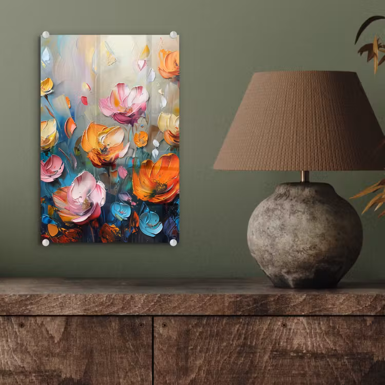 Glas schilderij - Klaprozen - Bloemen - Kunst - Botanisch — 4