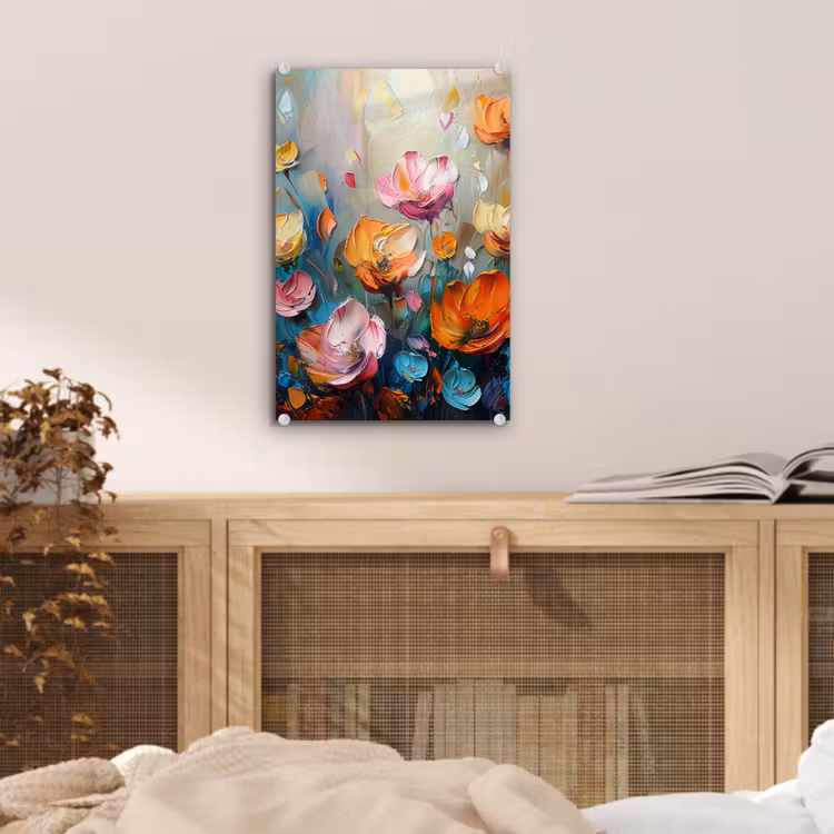 Glas schilderij - Klaprozen - Bloemen - Kunst - Botanisch — 5