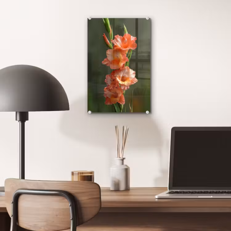 Glas schilderij - Bloem - Gladiolen - Zalmroze — 7