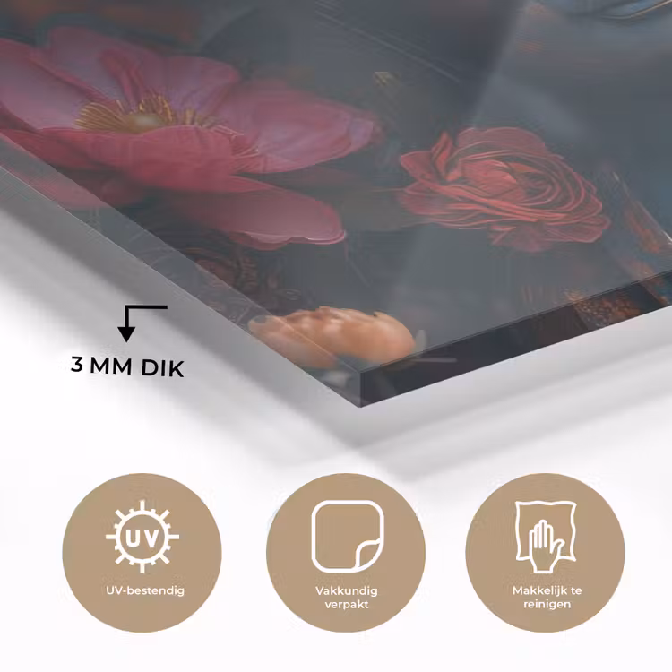 Glas schilderij - Boeddha - Bloemen - Buddha - Beeld - Kunst — 3