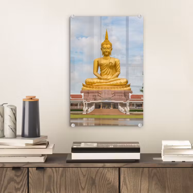 Glas schilderij - Boeddha - Buddha beeld - Goud - Religie — 2