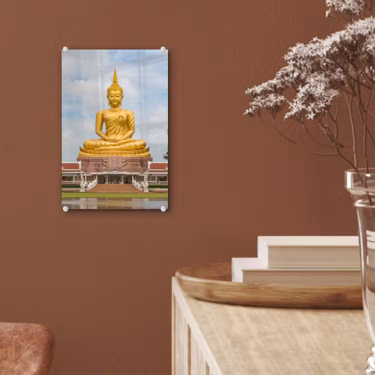 Glas schilderij - Boeddha - Buddha beeld - Goud - Religie — 6