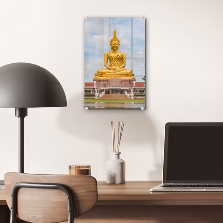 Glas schilderij - Boeddha - Buddha beeld - Goud - Religie — 7