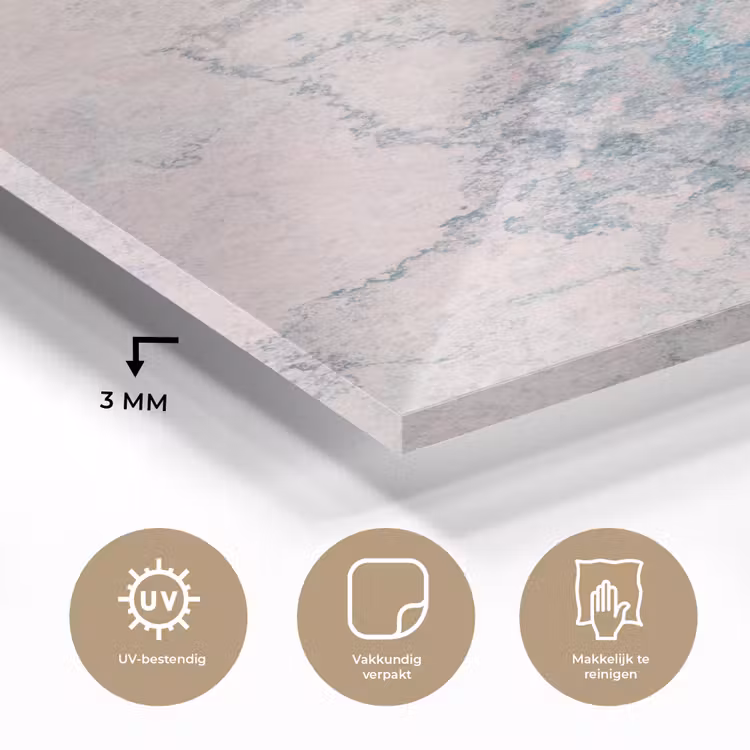 Glas schilderij - Cement - Beton - Retro - Industrieel - Wit - Blauw — 2