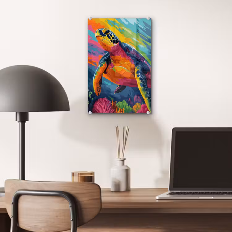 Glas schilderij - Koraal - Schildpad - Abstract - Water — 7