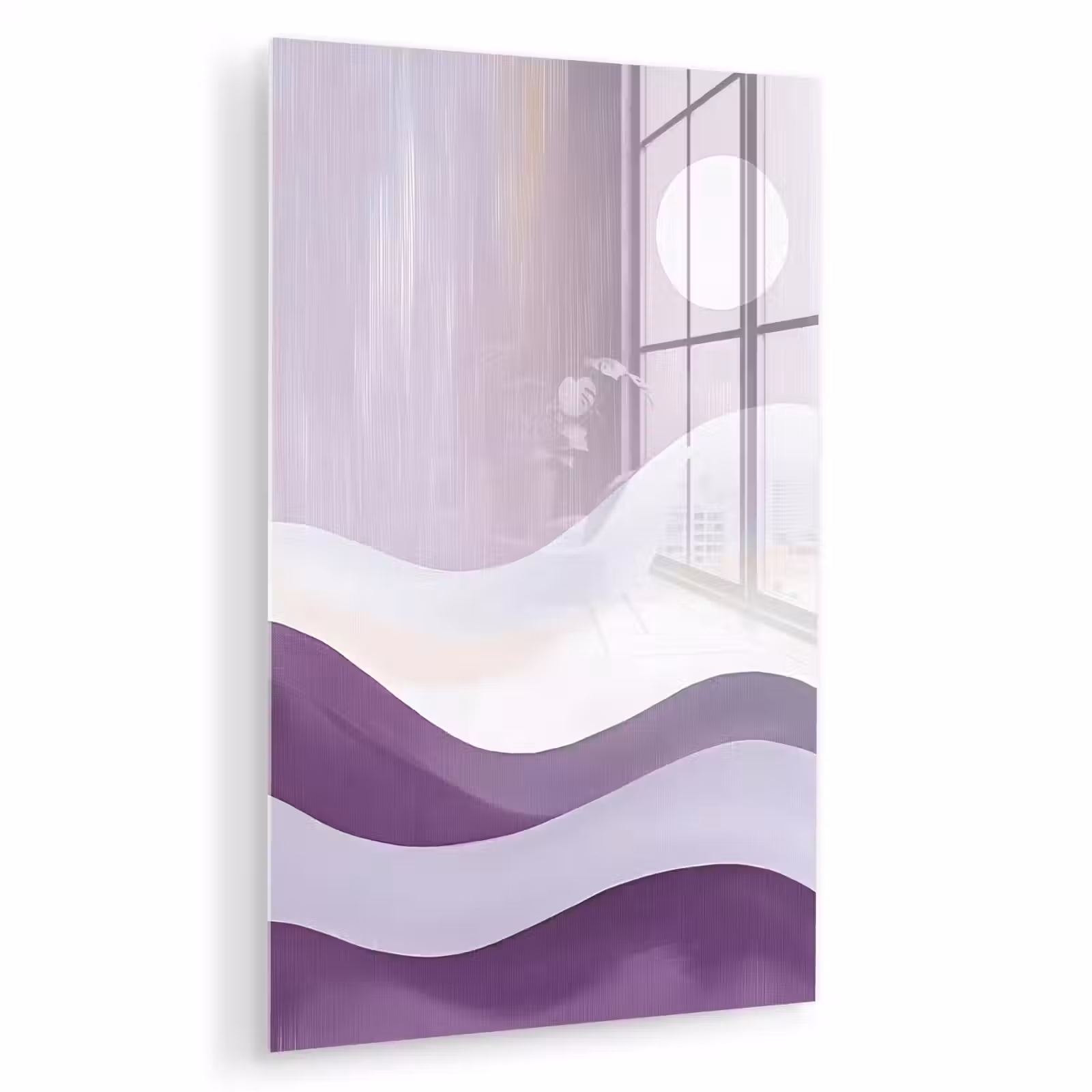 Glas schilderij - Golven - Heuvels - Abstract - Paars — 1